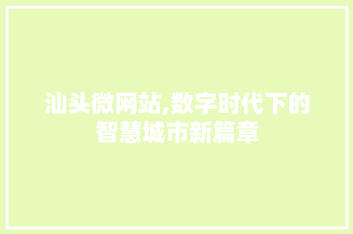 汕头微网站,数字时代下的智慧城市新篇章