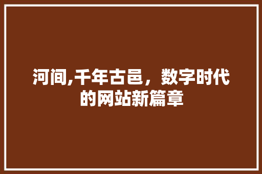河间,千年古邑，数字时代的网站新篇章