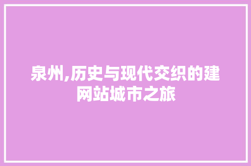 泉州,历史与现代交织的建网站城市之旅