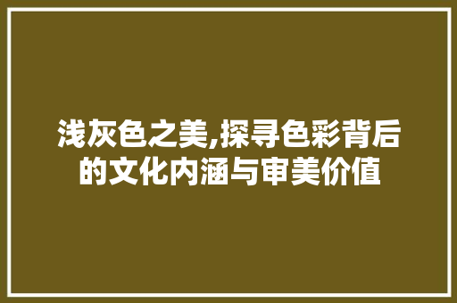 浅灰色之美,探寻色彩背后的文化内涵与审美价值