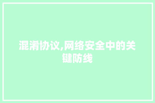 混淆协议,网络安全中的关键防线 搜狗优化