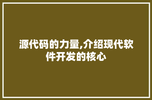源代码的力量,介绍现代软件开发的核心