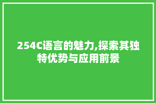 254C语言的魅力,探索其独特优势与应用前景