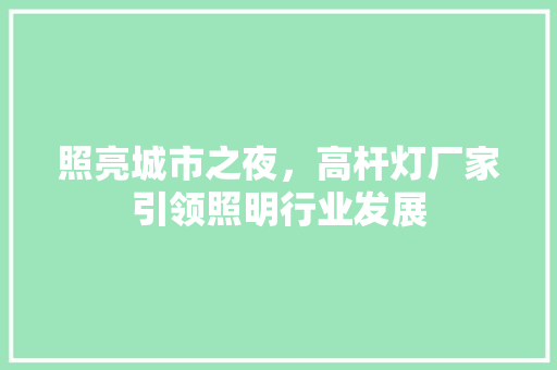 照亮城市之夜，高杆灯厂家引领照明行业发展 搜狗优化