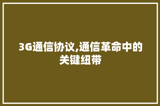 3G通信协议,通信革命中的关键纽带