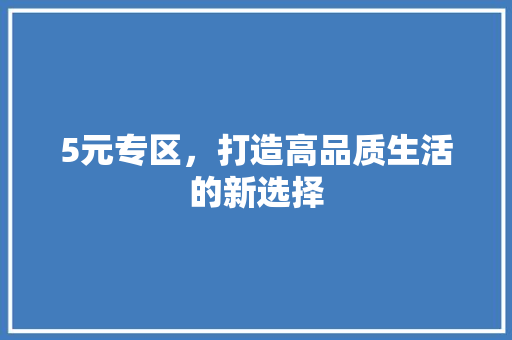 5元专区，打造高品质生活的新选择