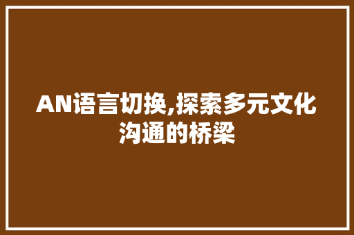 AN语言切换,探索多元文化沟通的桥梁 头条优化
