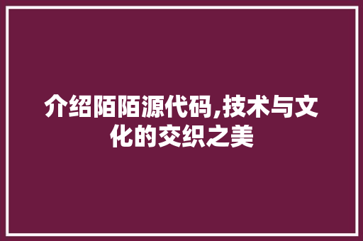 介绍陌陌源代码,技术与文化的交织之美 seo技术