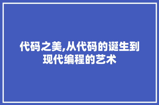 代码之美,从代码的诞生到现代编程的艺术