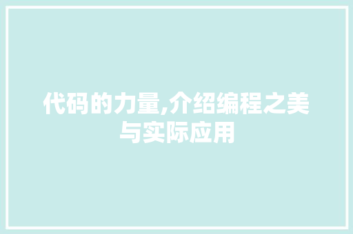 代码的力量,介绍编程之美与实际应用