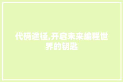 代码途径,开启未来编程世界的钥匙