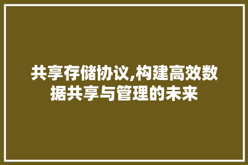 共享存储协议,构建高效数据共享与管理的未来