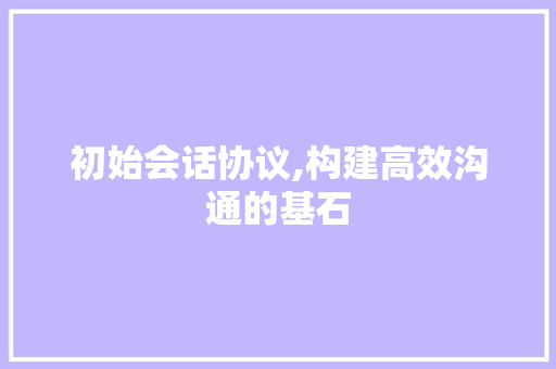 初始会话协议,构建高效沟通的基石