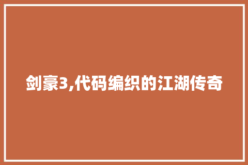 剑豪3,代码编织的江湖传奇
