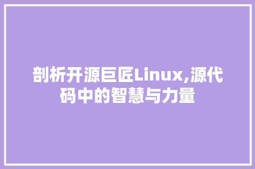 剖析开源巨匠Linux,源代码中的智慧与力量