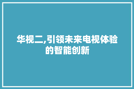 华视二,引领未来电视体验的智能创新