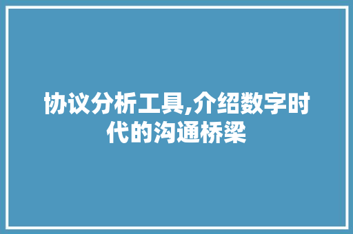 协议分析工具,介绍数字时代的沟通桥梁