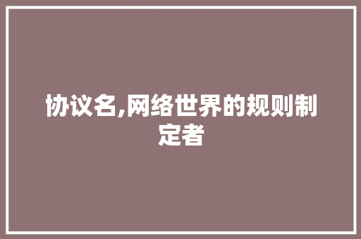 协议名,网络世界的规则制定者 搜狗优化
