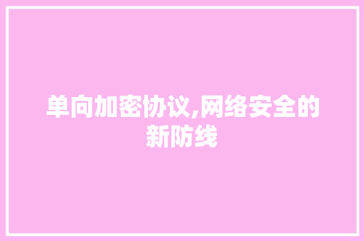 单向加密协议,网络安全的新防线