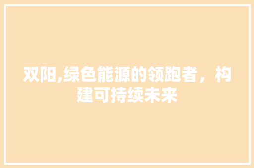双阳,绿色能源的领跑者，构建可持续未来