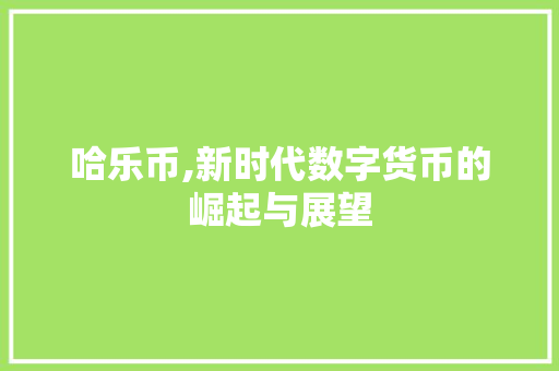哈乐币,新时代数字货币的崛起与展望