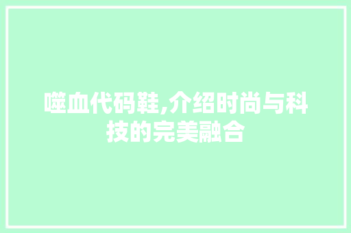 噬血代码鞋,介绍时尚与科技的完美融合