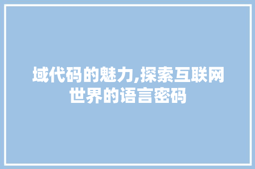 域代码的魅力,探索互联网世界的语言密码