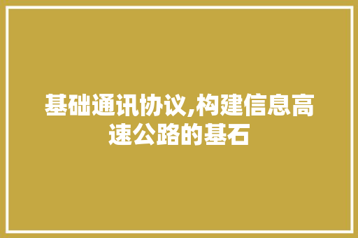 基础通讯协议,构建信息高速公路的基石 AI技术学习