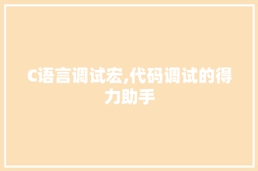 C语言调试宏,代码调试的得力助手 网站优化