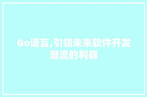 Go语言,引领未来软件开发潮流的利器 英文谷歌算法