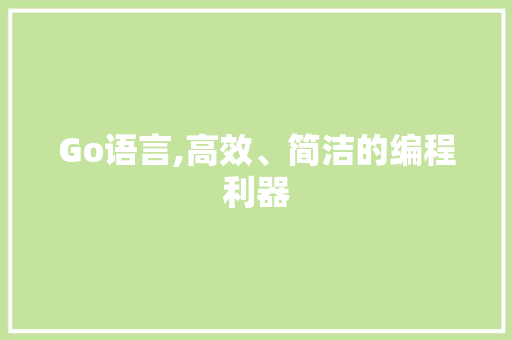 Go语言,高效、简洁的编程利器 头条优化
