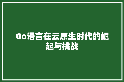 Go语言在云原生时代的崛起与挑战 AI技术学习