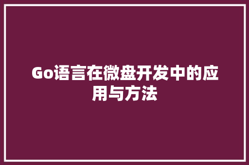 Go语言在微盘开发中的应用与方法