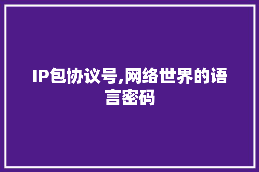 IP包协议号,网络世界的语言密码