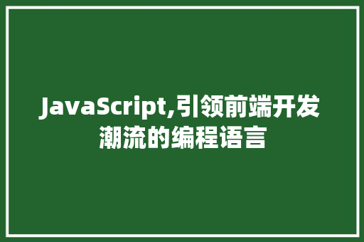 JavaScript,引领前端开发潮流的编程语言