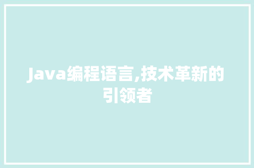 Java编程语言,技术革新的引领者