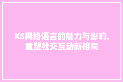 KS网络语言的魅力与影响,重塑社交互动新格局 头条优化