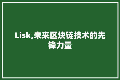 Lisk,未来区块链技术的先锋力量