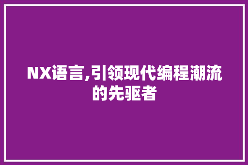 NX语言,引领现代编程潮流的先驱者