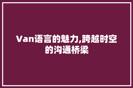 Van语言的魅力,跨越时空的沟通桥梁 网站开发