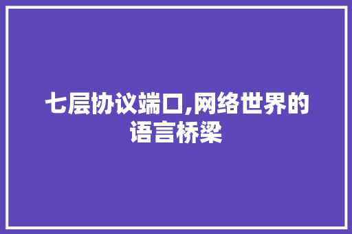 七层协议端口,网络世界的语言桥梁