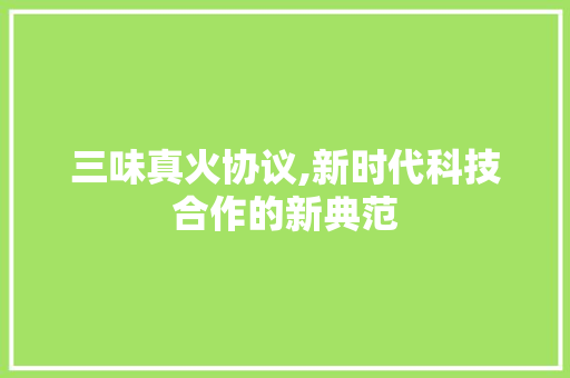 三味真火协议,新时代科技合作的新典范 360搜优化