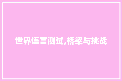 世界语言测试,桥梁与挑战