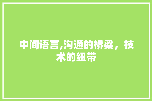 中间语言,沟通的桥梁，技术的纽带