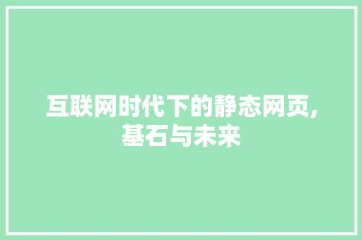 互联网时代下的静态网页,基石与未来