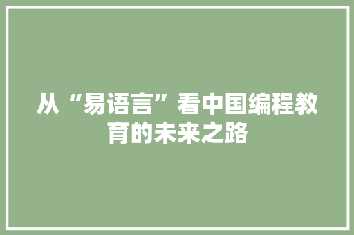 从“易语言”看中国编程教育的未来之路