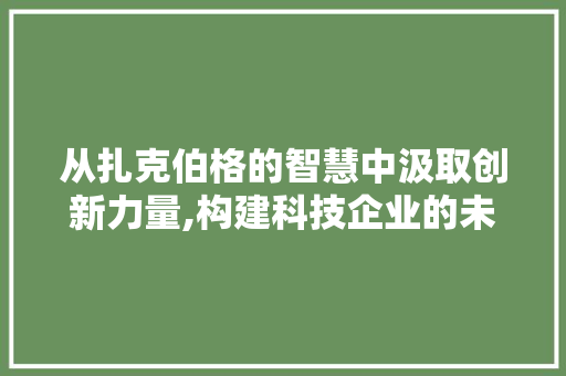 从扎克伯格的智慧中汲取创新力量,构建科技企业的未来蓝图