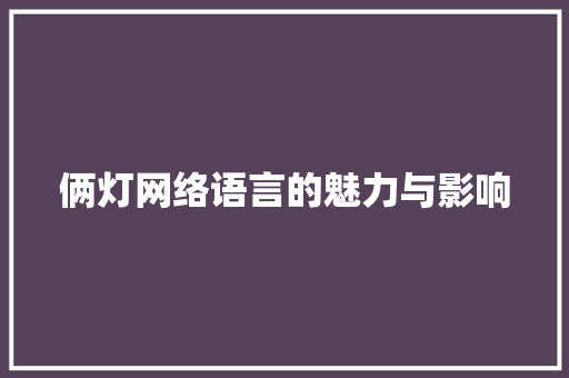 俩灯网络语言的魅力与影响 AI技术学习