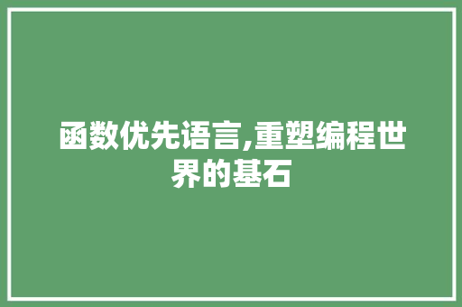 函数优先语言,重塑编程世界的基石 网站开发
