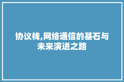 协议栈,网络通信的基石与未来演进之路 网站开发